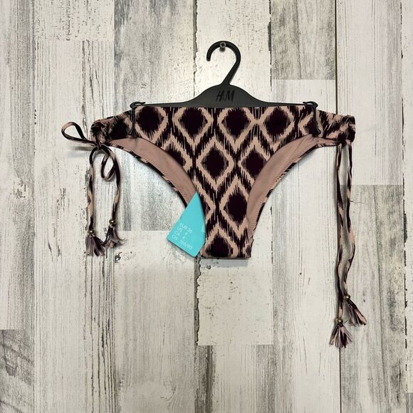 H&M Ikat Print Bikini Bottoms with Side Tie Tassels – Size S - Picture 1 of 4